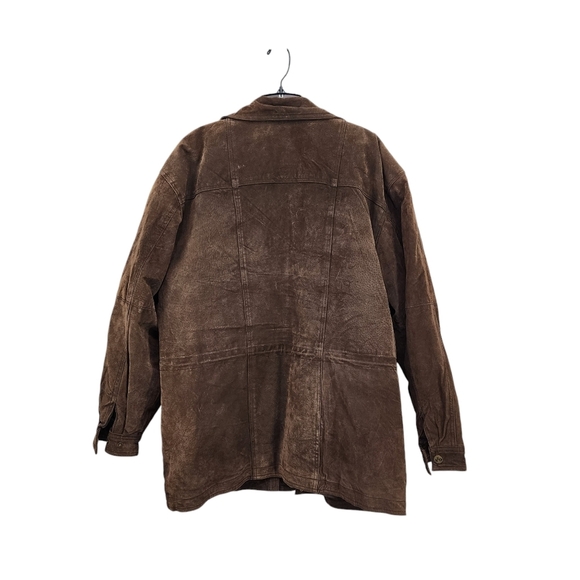 Santa Fe Outback Men's Leather Quilted Lining Full Zip Jacket Brown - Picture 6 of 7